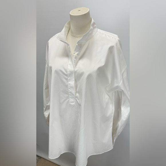 ANN MASHBURN Crisp white balloon sleeve ANAYA Popover Shirt size L - Picture 5 of 15